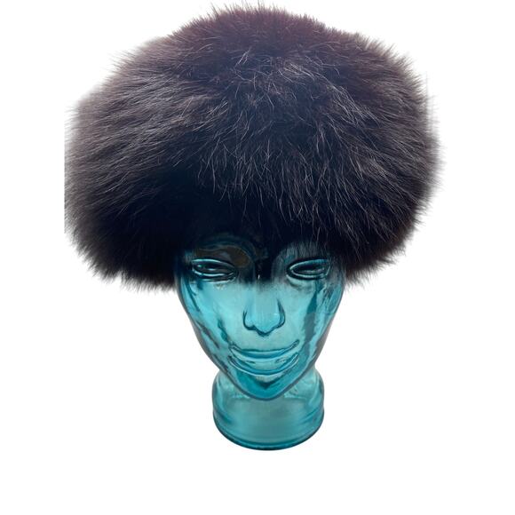 Vintage Black Fox Fur Hat, Vintage Fox Fur Hat, Estate Fox Fur‎ Hats Cossack - Picture 1 of 4